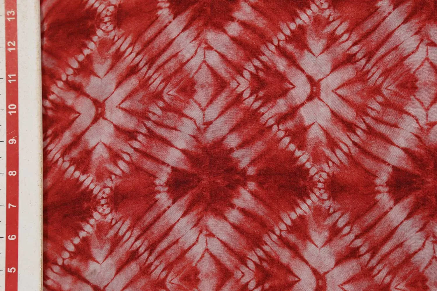 Rust Red 60 Gram Printed Silk Crepe Fabric