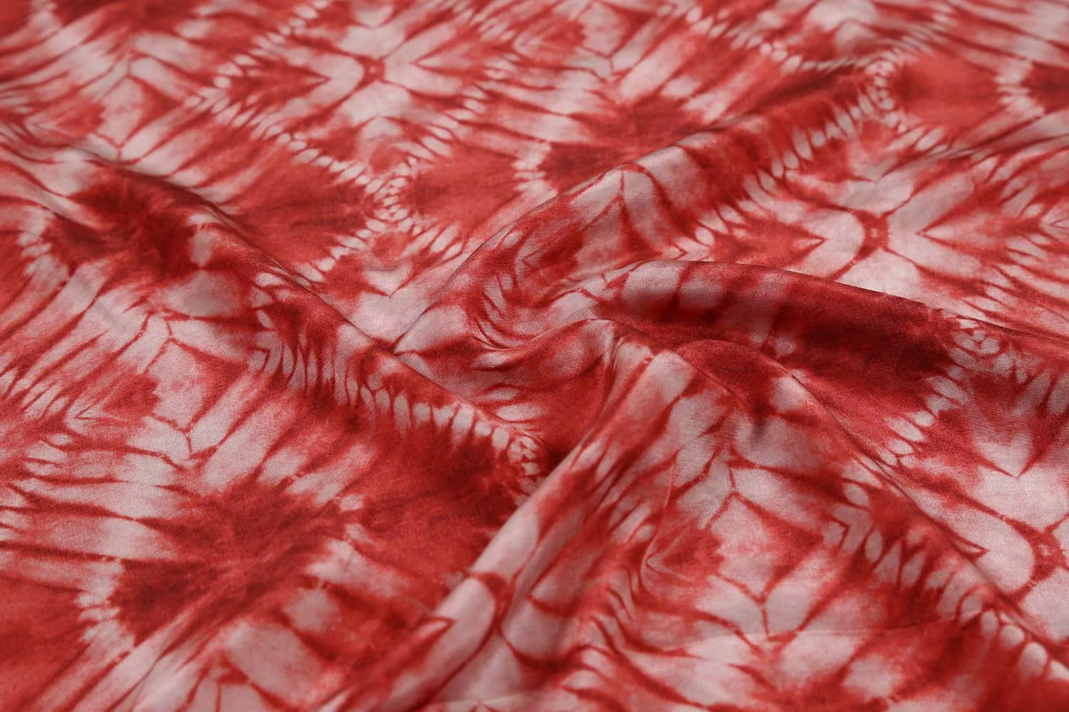 Rust Red 60 Gram Printed Silk Crepe Fabric