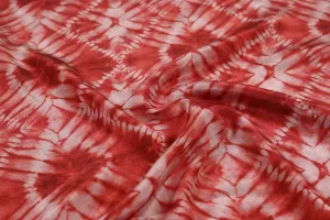 Rust Red 60 Gram Printed Silk Crepe Fabric