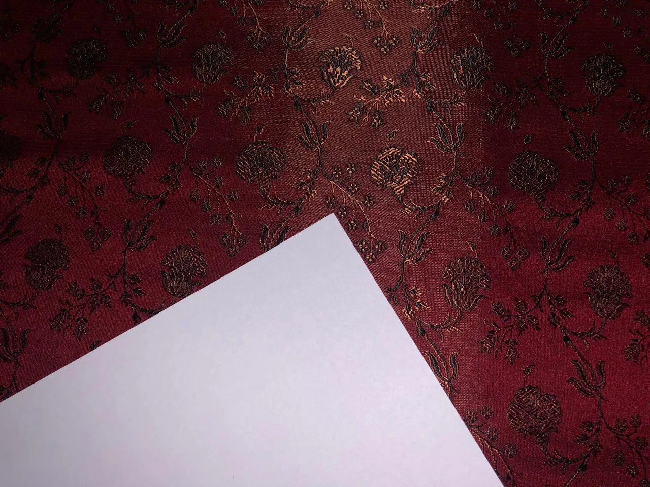 Silk Brocade fabric 44" wide Floral Jacquard available in 2 colors Burgundy with black and mustard color/ teal and black color BRO914[1/2]