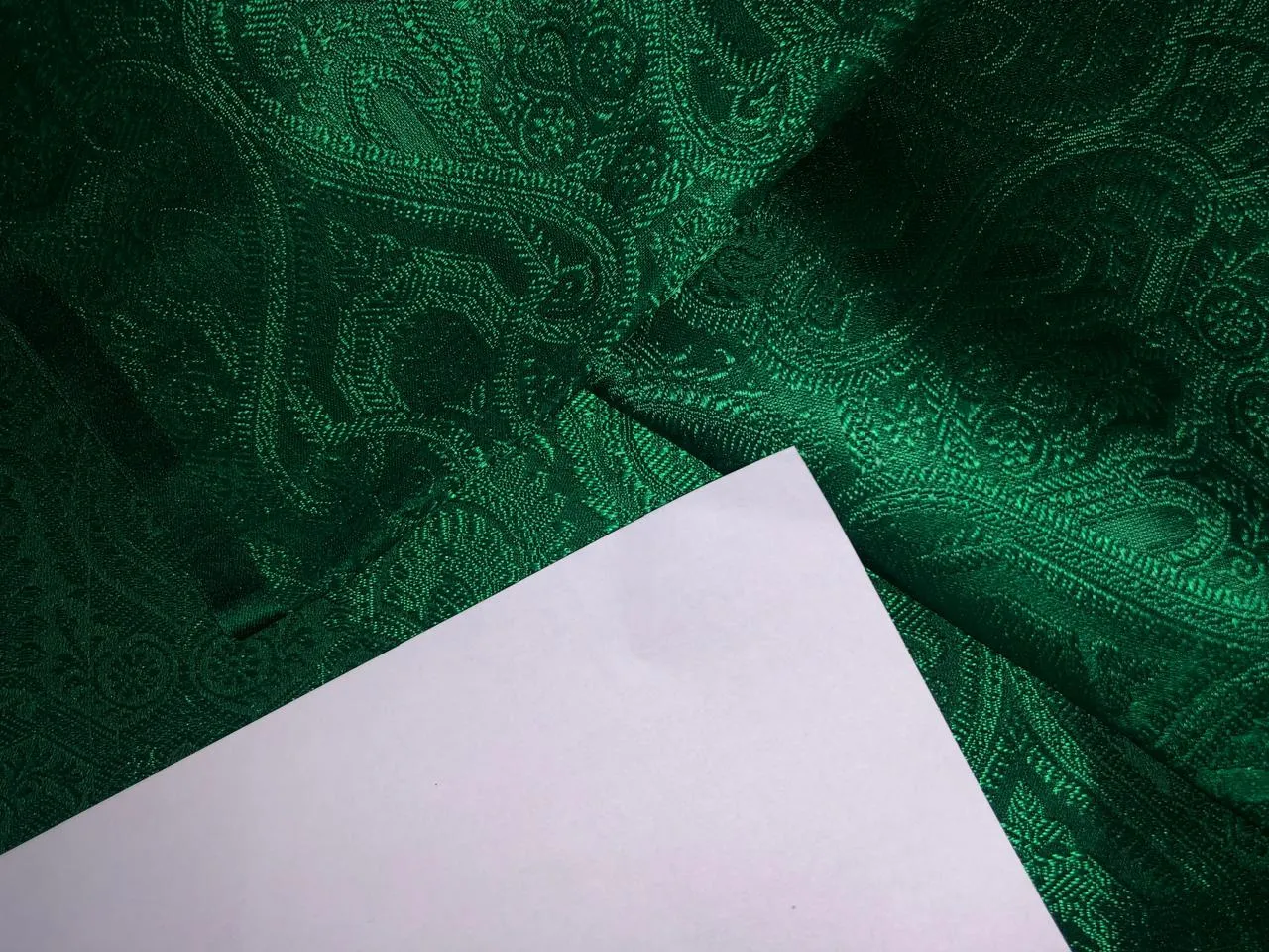 Silk Brocade fabric 44" wide Self  Jacquard  Emerald Green color BRO914[3]