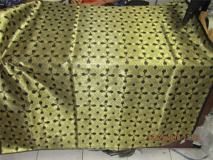 Silk Brocade Fabric black x Metallic Gold vestment 44&quot;