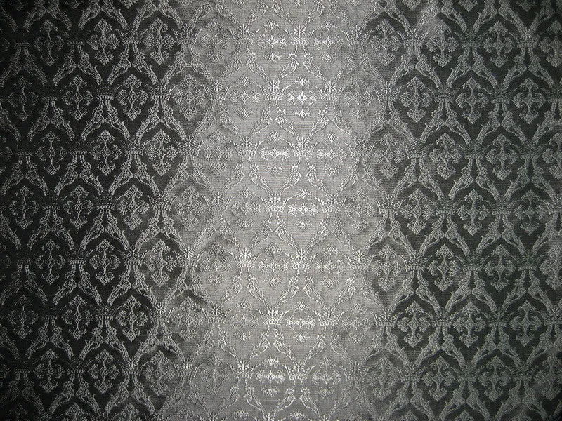 SILK BROCADE FABRIC Dark Steel Greyish Silver colour 44" wide Vestment design BRO159[4]