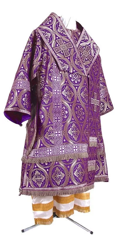 SILK BROCADE FABRIC DULL GREY,PURPLE X RED COLOR 44&quot; VESTMENT BRO477[4]
