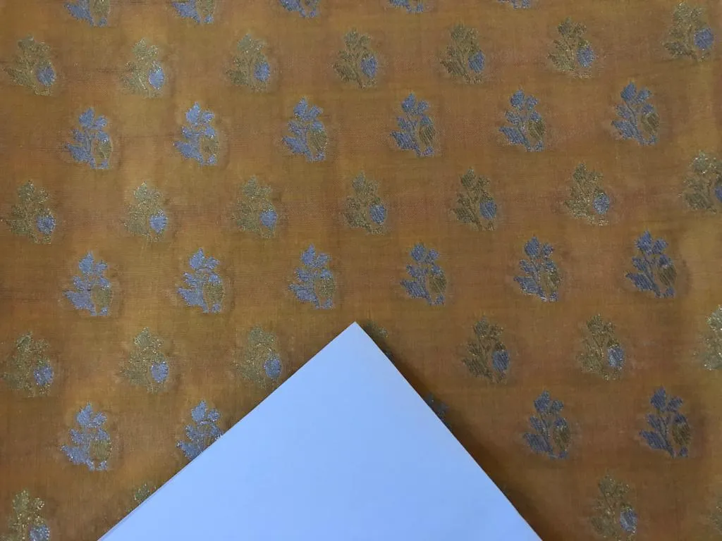 Silk Brocade fabric Gold with gold and silver motif 44" wide Jacquard BRO911[2]