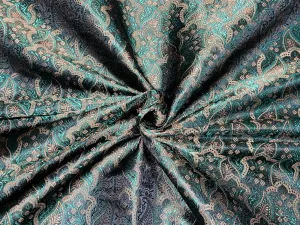 Silk Brocade fabric green with mustard gold color 44" wide BRO803[1]