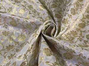 Silk Brocade fabric IVORY AND METTALIC GOLD JACQUARD DYEABLE BRO932[4]