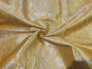 Silk Brocade fabric mango yellow x metallic gold color 44" wide BRO799[1]