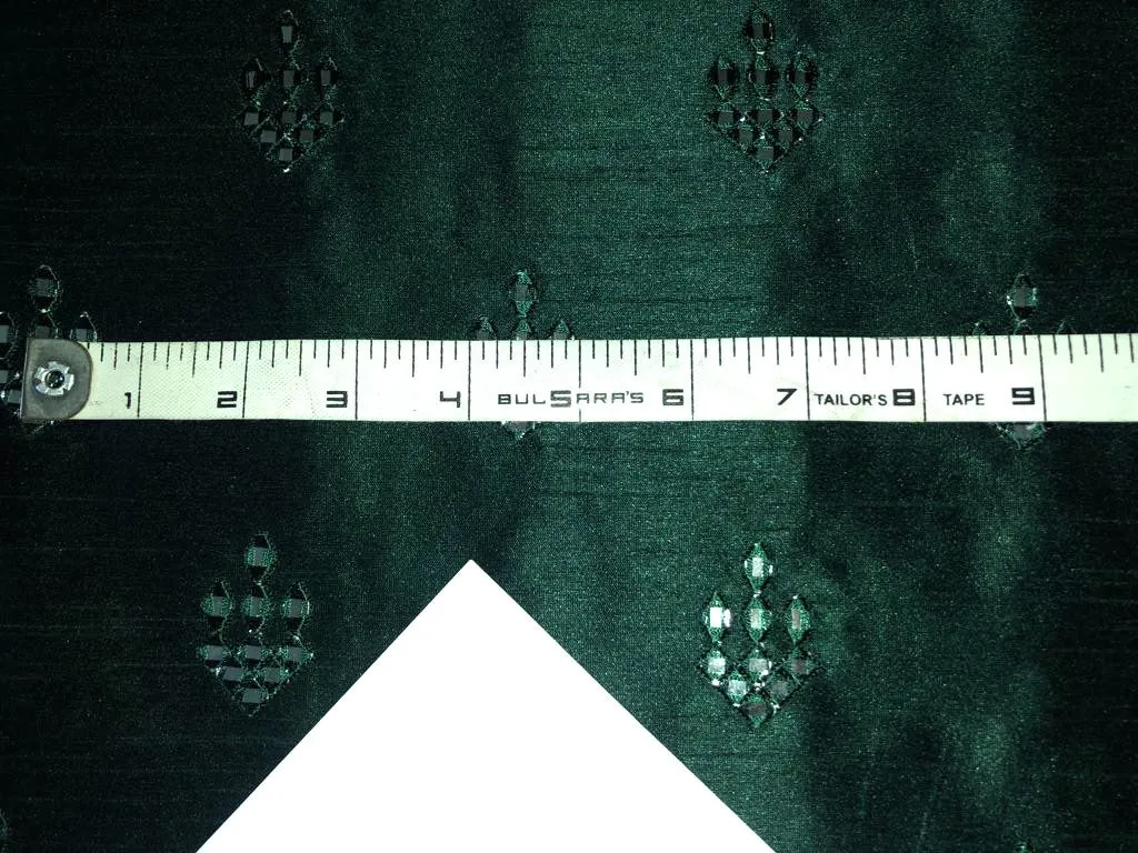 Silk Brocade fabric MIRROR WORK embroidery 50" wide BRO912[1/2]available in 2 colors [green and burgundy]