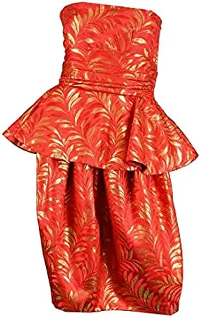 SILK BROCADE FABRIC Orange &amp; Gold color 44&quot; Vestment design BRO155[3]