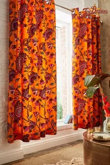 SILK BROCADE FABRIC Orange &amp; Gold color 44&quot; Vestment design BRO155[3]