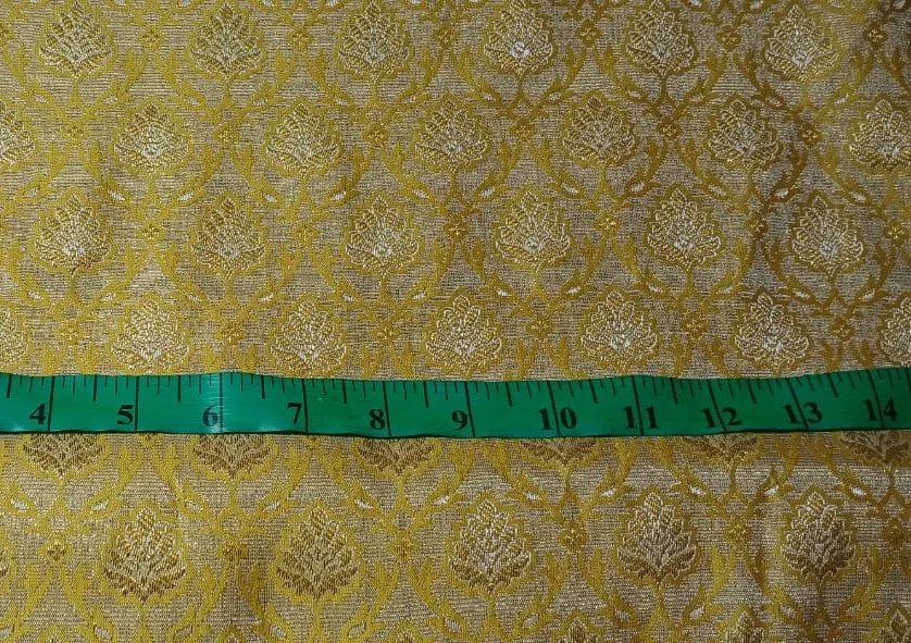Silk Brocade fabric with leaf  jacquard available in 3 colors PINK,IVORY AND YELLOW BRO991A
