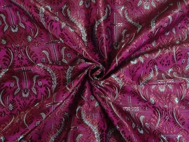 Silk Brocade Vestment Fabric Blue,Wine &amp; Purple color 44" wide Bro113