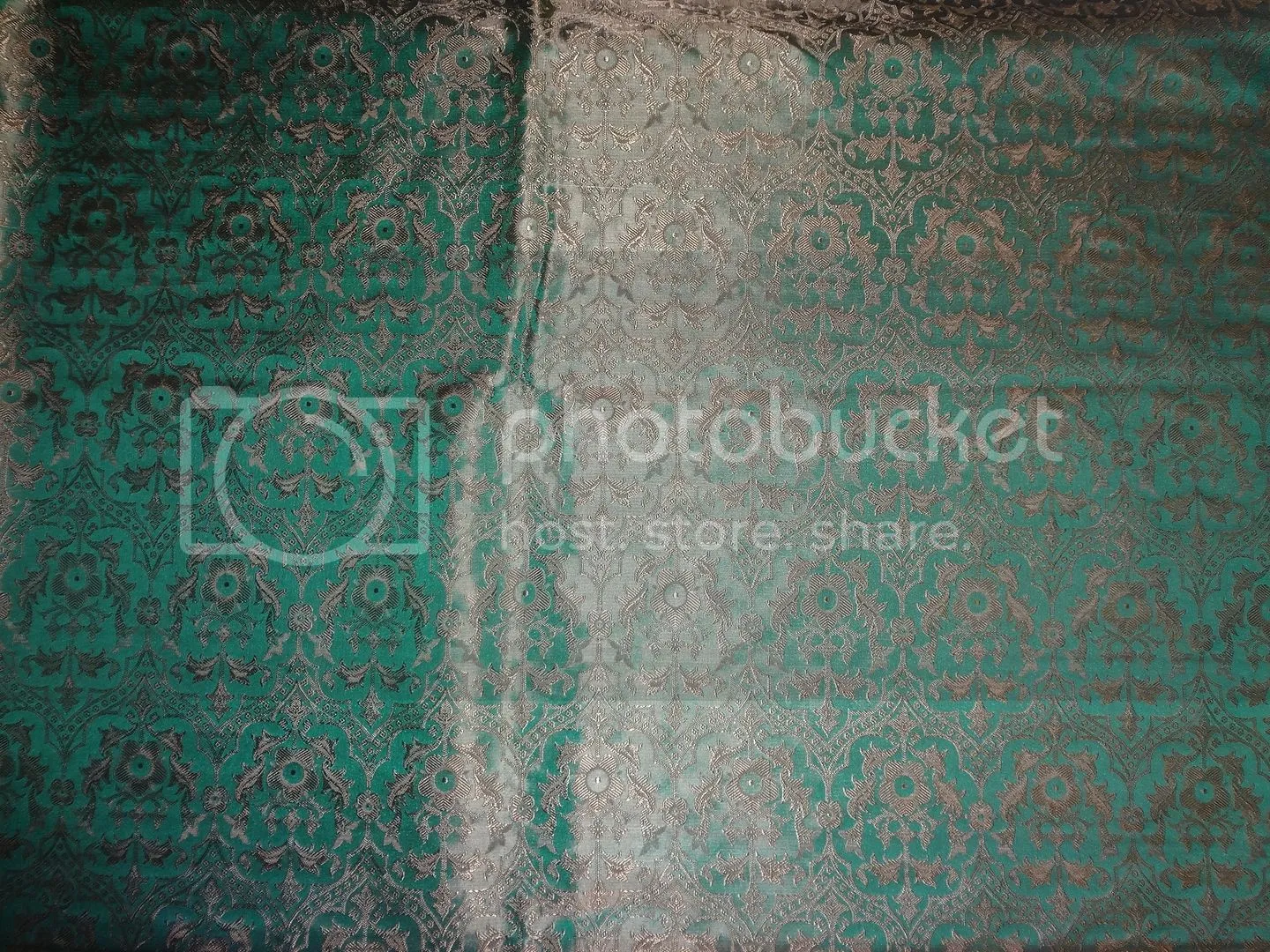SILK BROCADE VESTMENT FABRIC Green &amp; Brown color 44" wide BRO365[1]