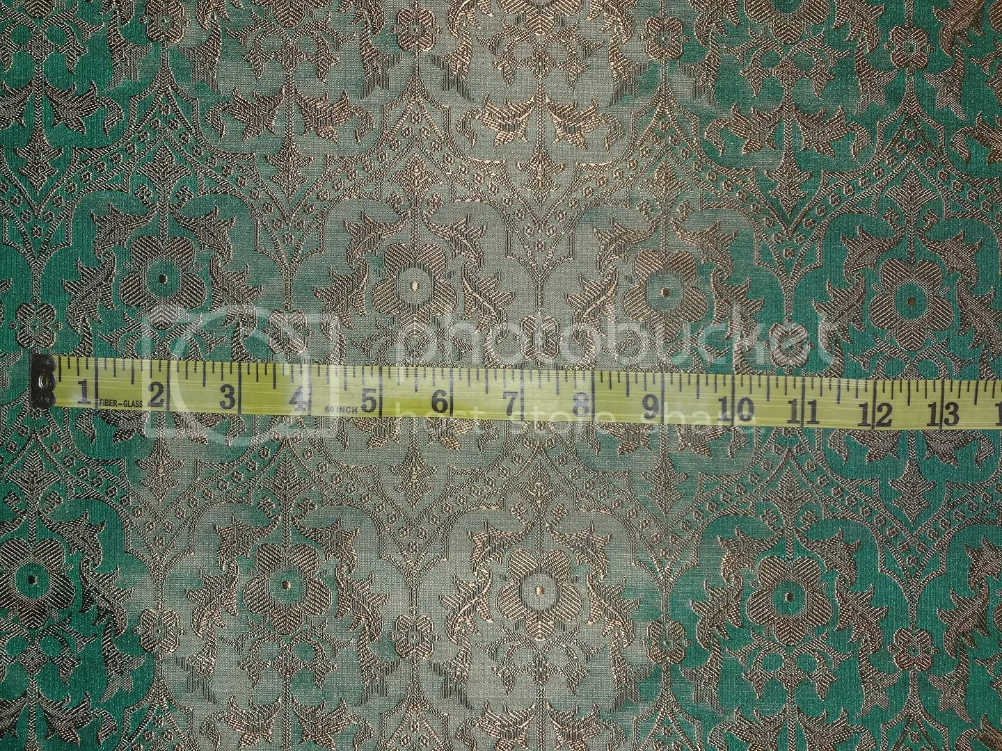 SILK BROCADE VESTMENT FABRIC Green &amp; Brown color 44" wide BRO365[1]