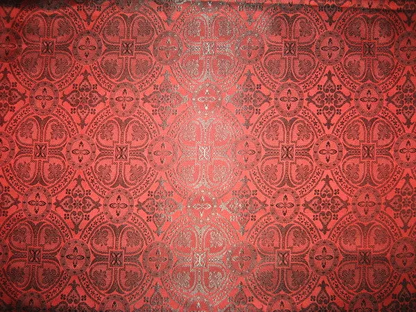Silk Brocade Vestment Fabric Red & Black 44" wide BRO137[1]