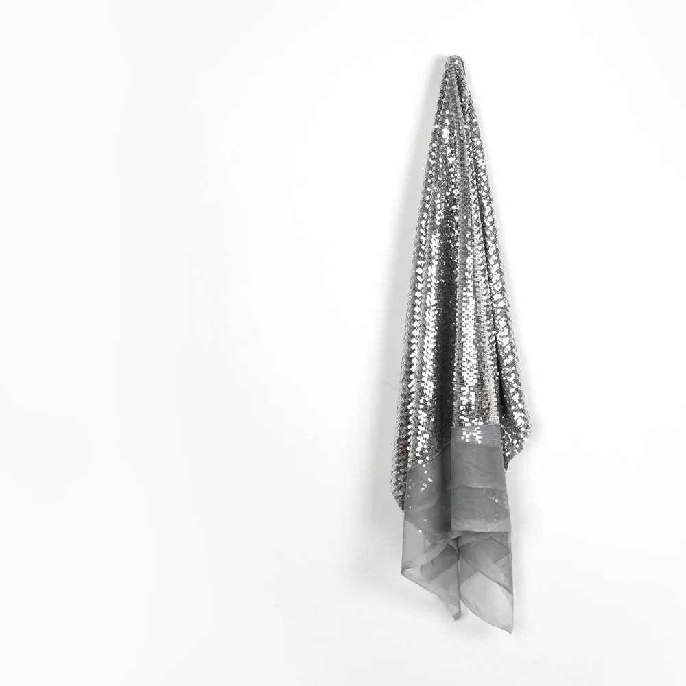 Square Sequinned Tulle - Silver