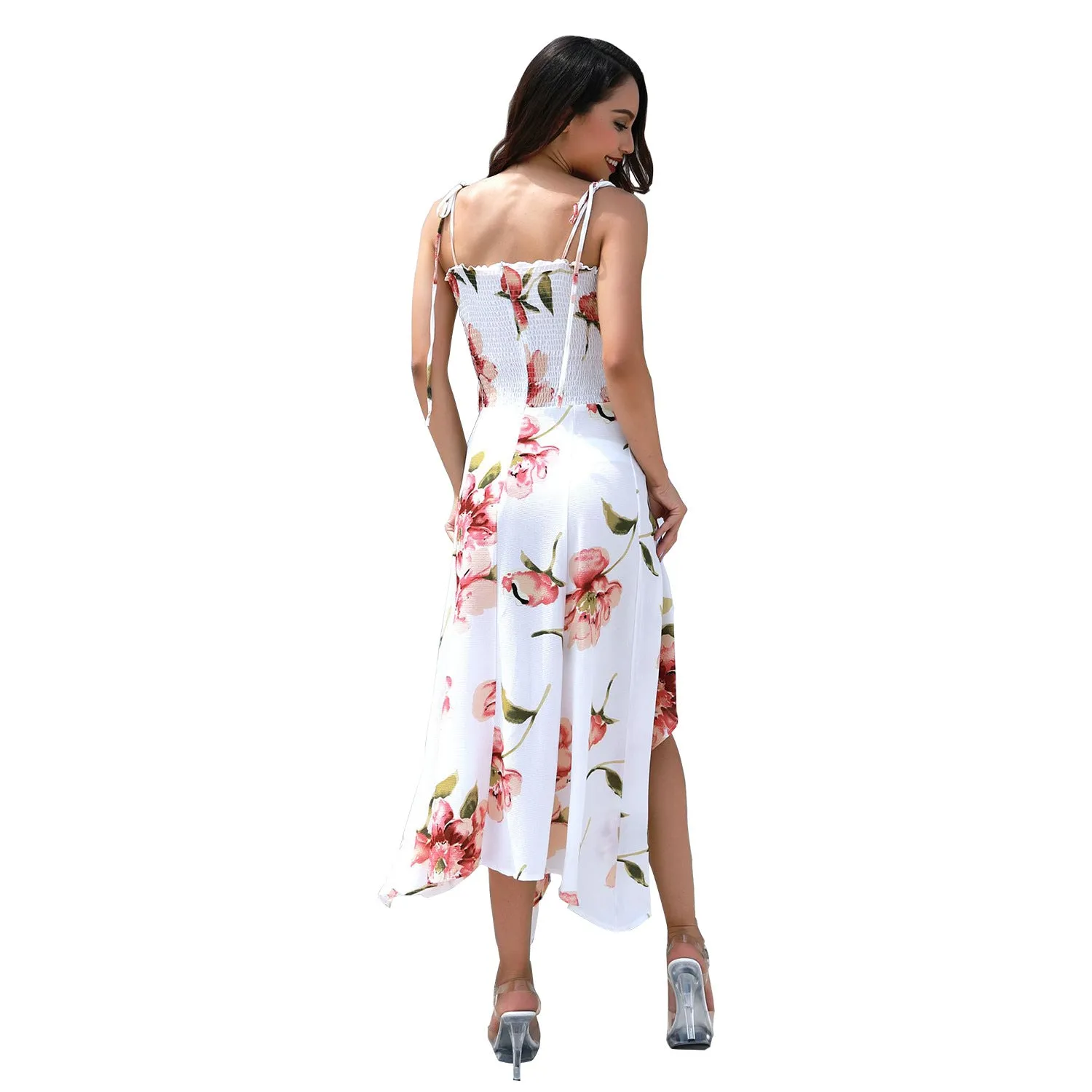 Summer fashion sling print irregular mid-length skirt