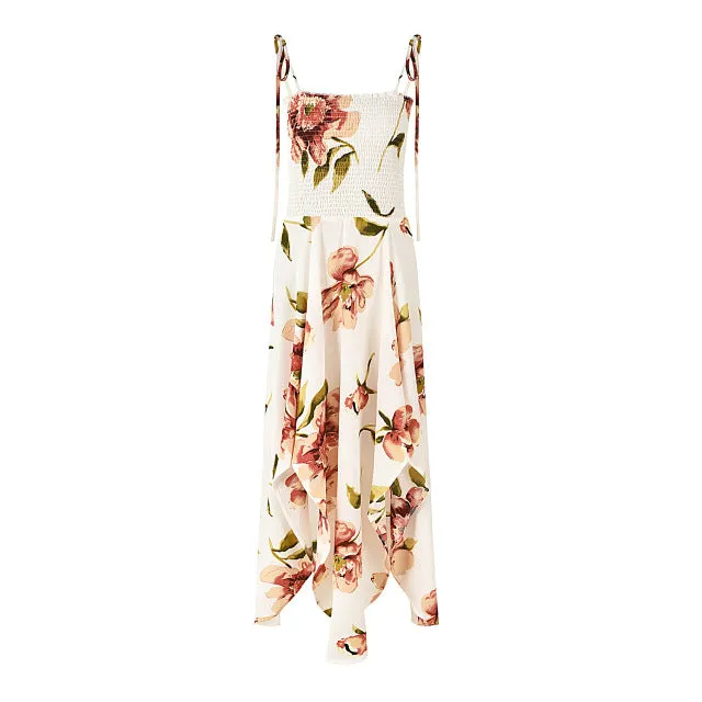 Summer fashion sling print irregular mid-length skirt