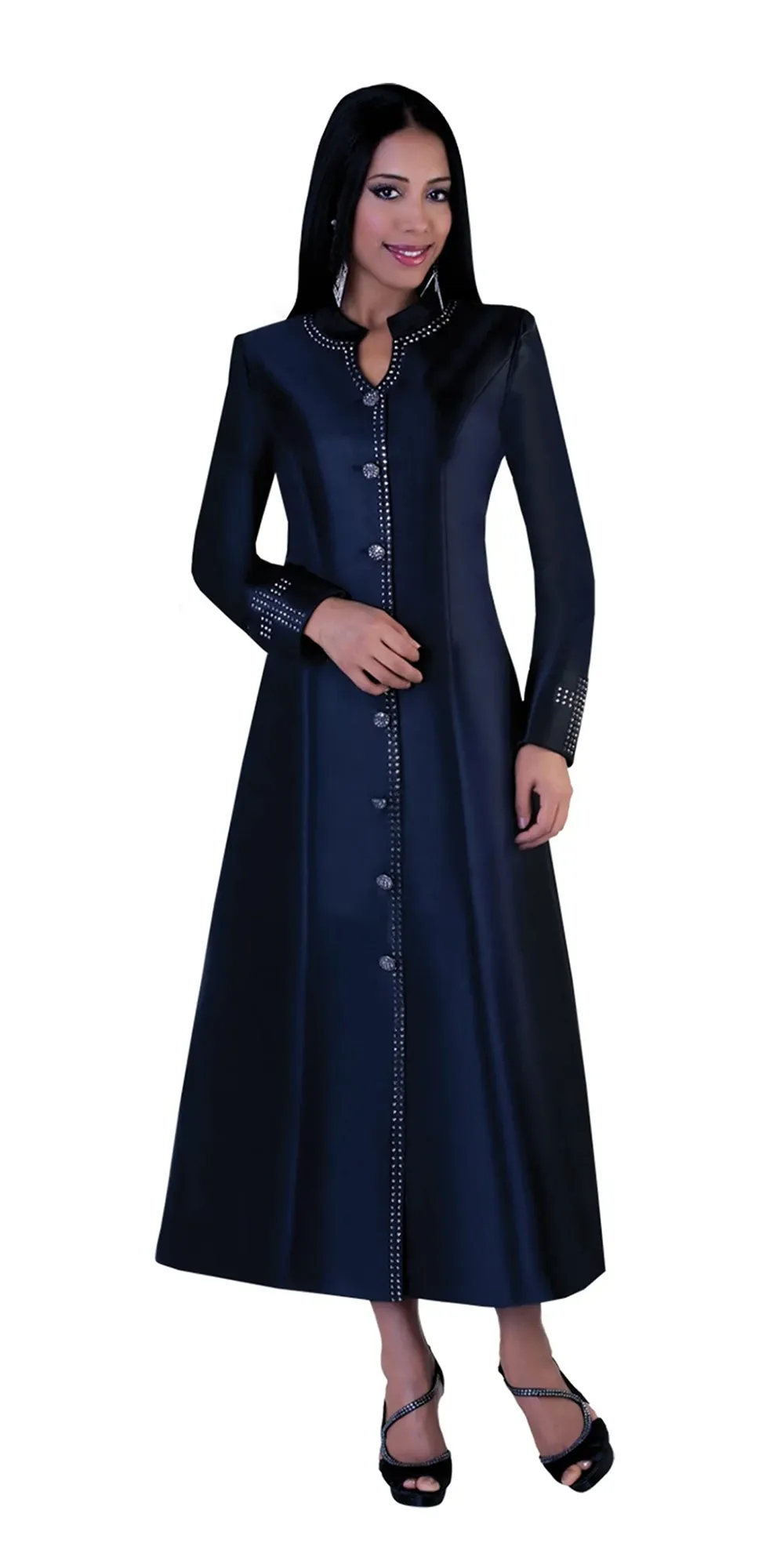 Tally Taylor - 4445 - Black - Rhinestone Embellished Clergy Robe