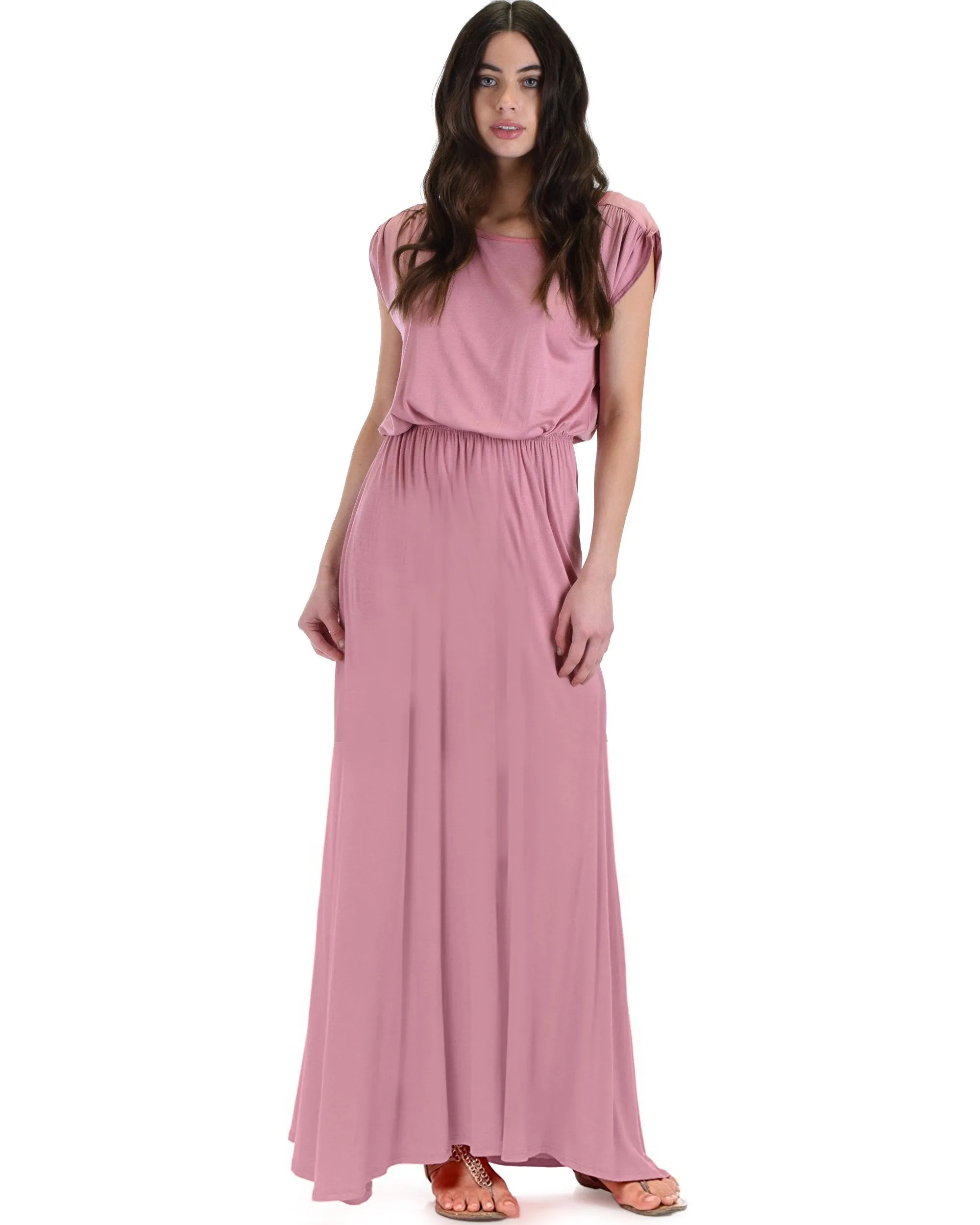Timeless Maxi Dress With Elastic Waist & Side Slit