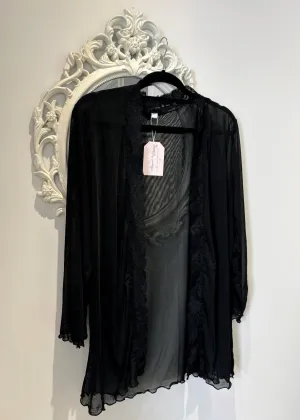 Timeless Mesh Robe With Lace Trim
