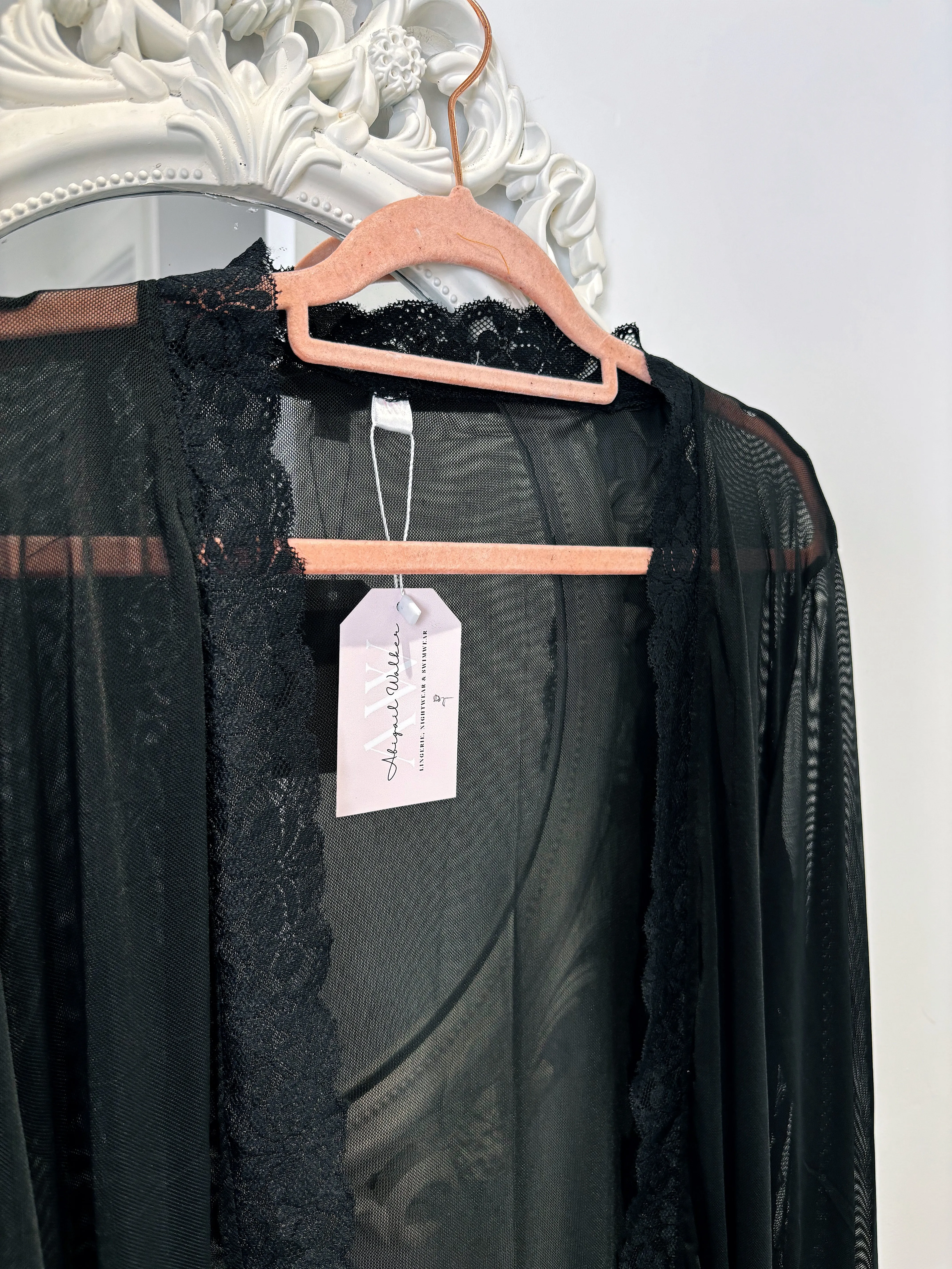 Timeless Mesh Robe With Lace Trim