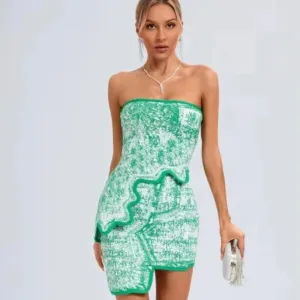 Trend4us Women's Stylish Ruffle Strapless Top and Mini Skirt Set