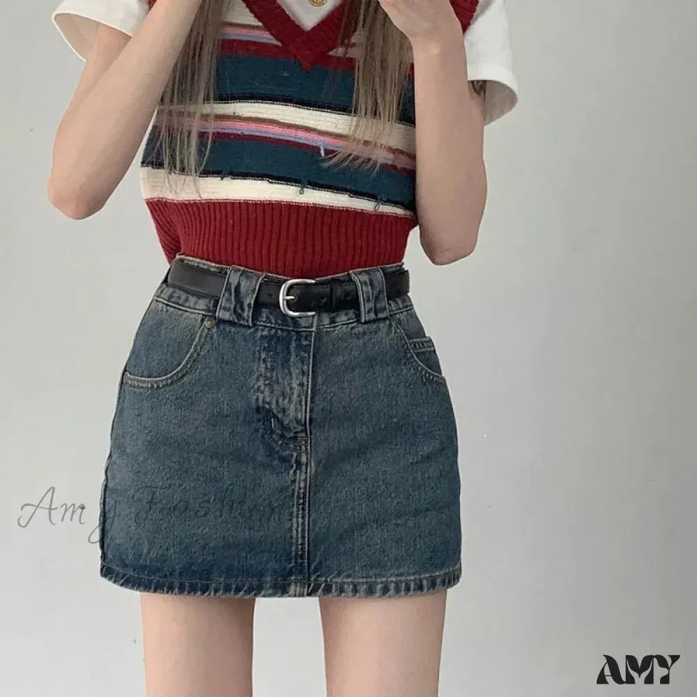 Vintage Korean High Waisted Slim Wrap Sexy Hot Streetwear Skirt