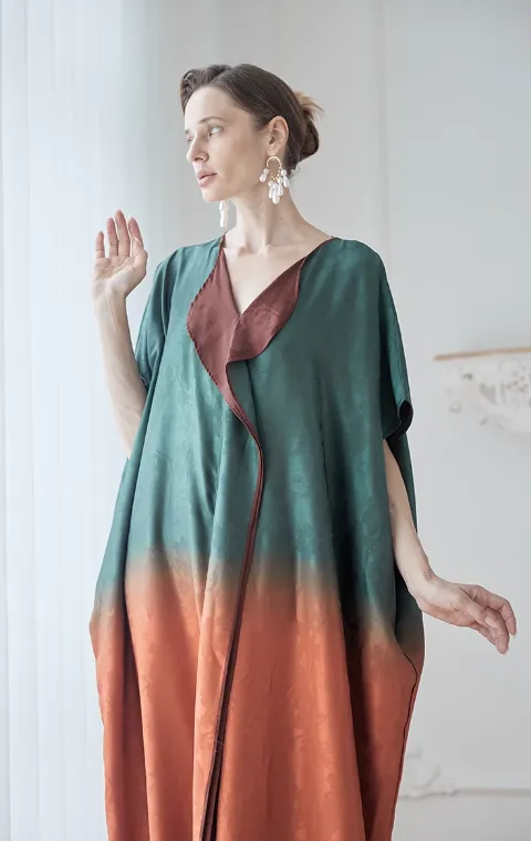 Vintage literary robe loose oversized holiday dress women caftan