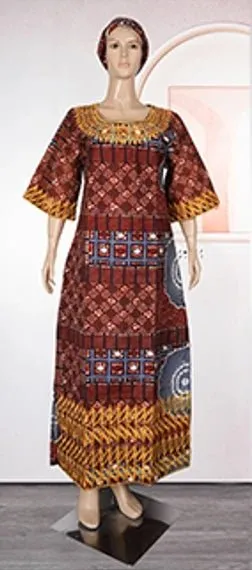 Women’s Embroidered Bazin Floral Boho Dresses – Rich Long Robes for Traditional Parties and Weddings
