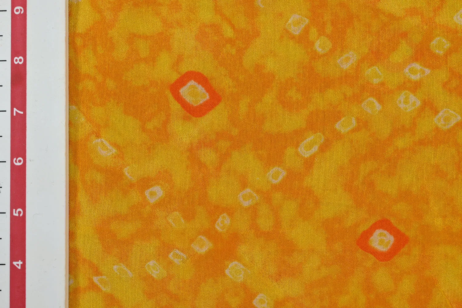 Yellow Traditional Printed Chinon Chiffon Viscose Fabric